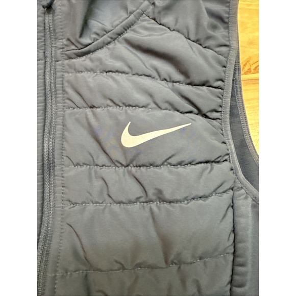 Nike Running Full Zip Quilted Vest Womens Small Blue Outdoor Sport Therma Fit - Picture 3 of 5